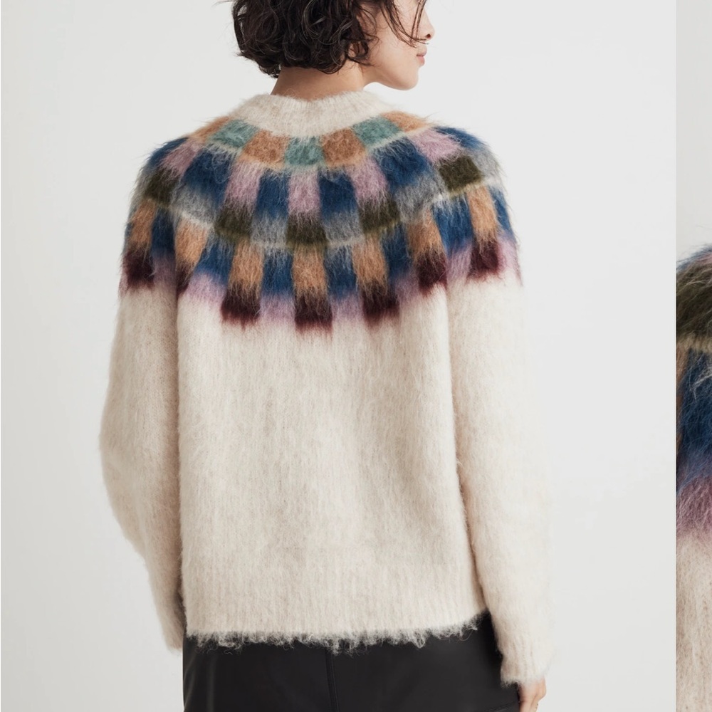 Madewell Brushed Checkerboard Fair Isle Sweater - Picture 3 of 8